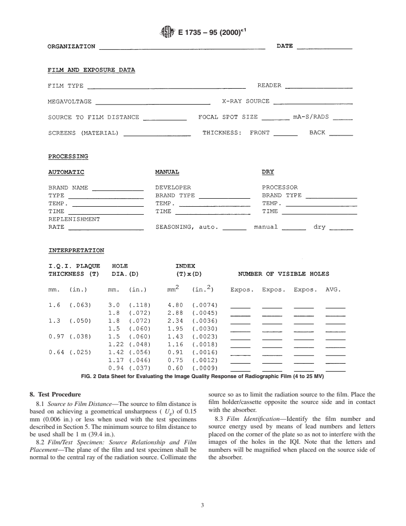 ASTM E1735-95(2000)e1 - Standard Test Method for Determining Relative Image Quality of Industrial Radiographic Film Exposed to X-Radiation from 4 to 25 MV