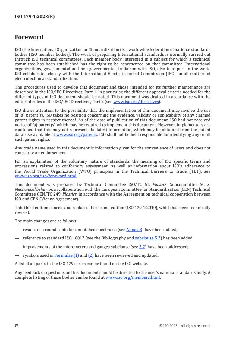 ISO 179-1:2023 ISO 179-1:2023 - Plastics — Determination of Charpy impact properties — Part 1: Non-instrumented impact test
Released:1. 06. 2023 - Page 4 preview