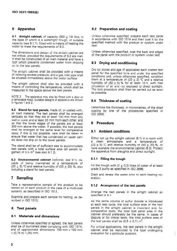 ISO 3231:1993 ISO 3231:1993 - Paints and varnishes -- Determination of resistance to humid atmospheres containing sulfur dioxide - Page 4 preview