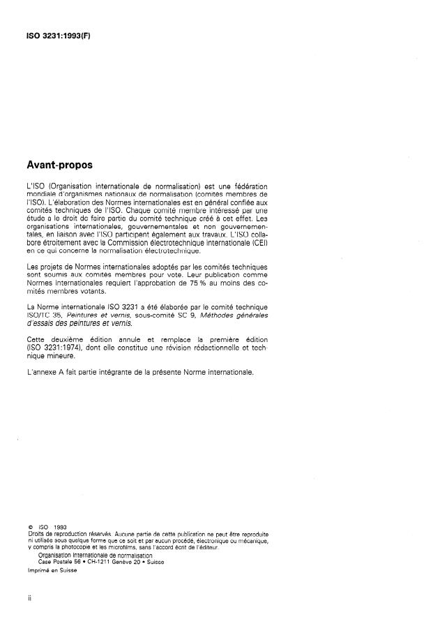 ISO 3231:1993 ISO 3231:1993 - Peintures et vernis -- Détermination de la résistance aux atmospheres humides contenant du dioxyde de soufre - Page 2 preview