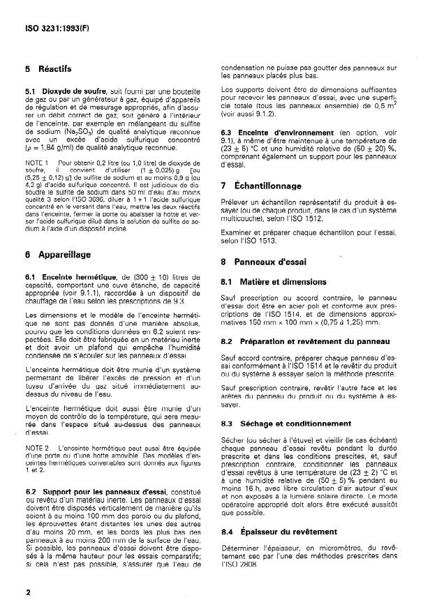 ISO 3231:1993 ISO 3231:1993 - Peintures et vernis -- Détermination de la résistance aux atmospheres humides contenant du dioxyde de soufre - Page 4 preview