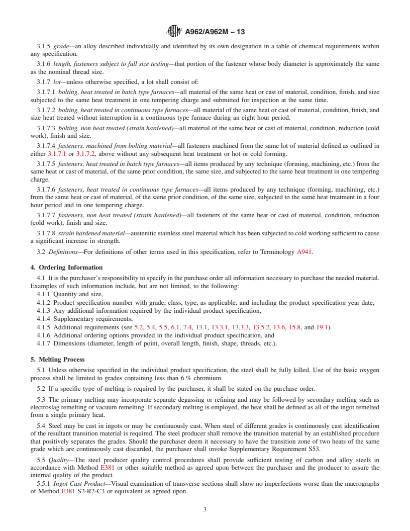 REDLINE ASTM A962/A962M-13 - Standard Specification for  Common Requirements for Bolting Intended for Use at Any Temperature   from Cryogenic to the Creep Range