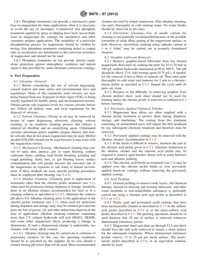 ASTM B879-97(2013) - Standard Practice for Applying Non-Electrolytic Conversion Coatings on Magnesium   and Magnesium Alloys