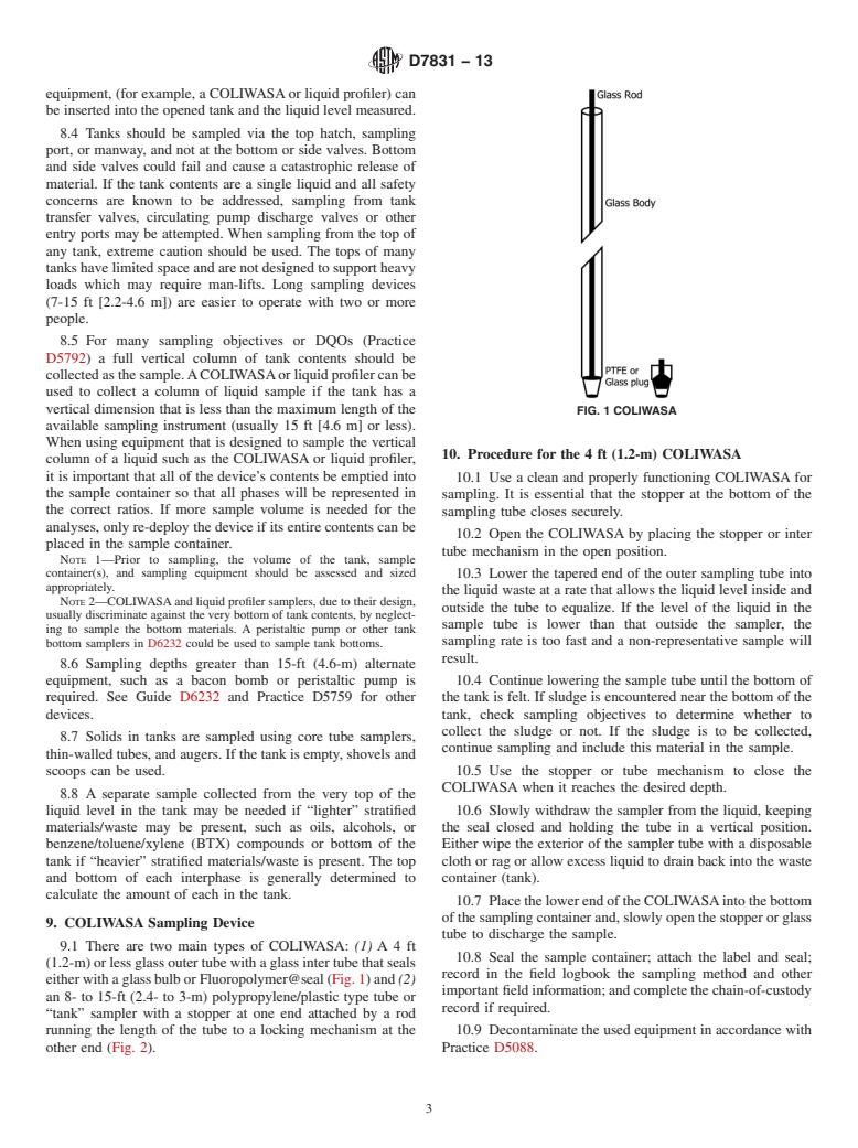 ASTM D7831-13 - Standard Practice for Sampling of Tanks by Field Personnel