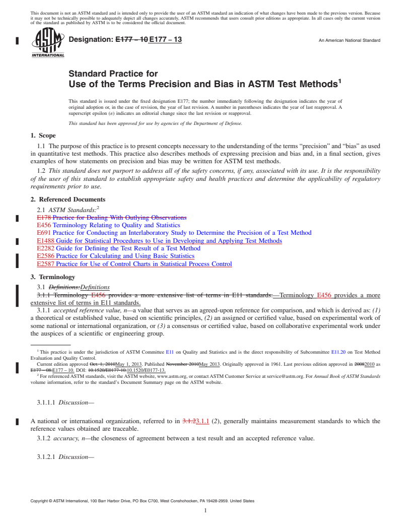 REDLINE ASTM E177-13 - Standard Practice for  Use of the Terms Precision and Bias in ASTM Test Methods