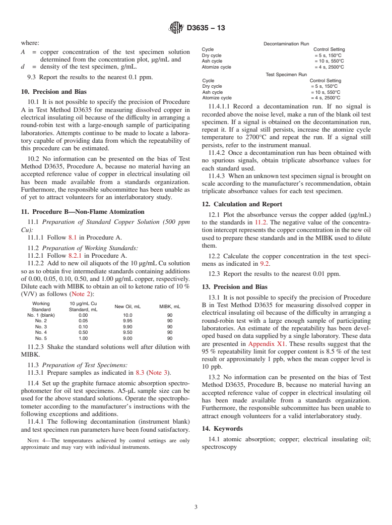 ASTM D3635-13 - Standard Test Method for  Dissolved Copper In Electrical Insulating Oil By Atomic Absorption   Spectrophotometry