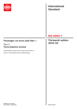 ISO 4000-1:2024 - Passenger car tyres and rims — Part 1: Tyres (metric series)
Released:15. 03. 2024 - Page 1 preview