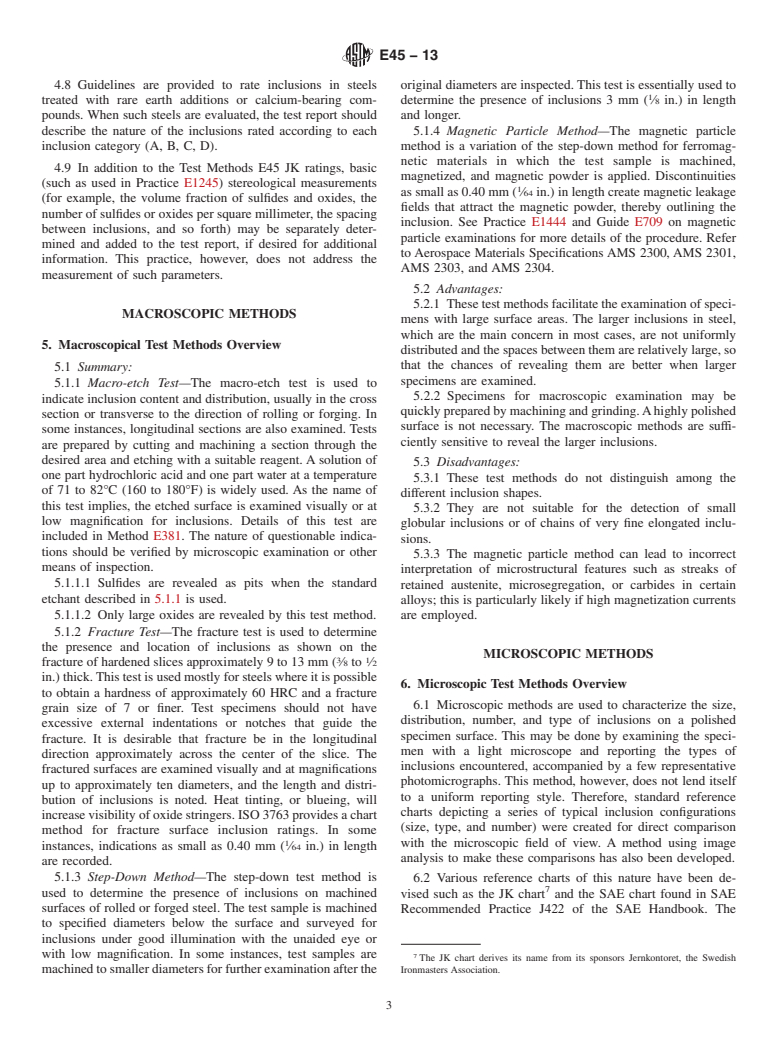 ASTM E45-13 - Standard Test Methods for  Determining the Inclusion Content of Steel