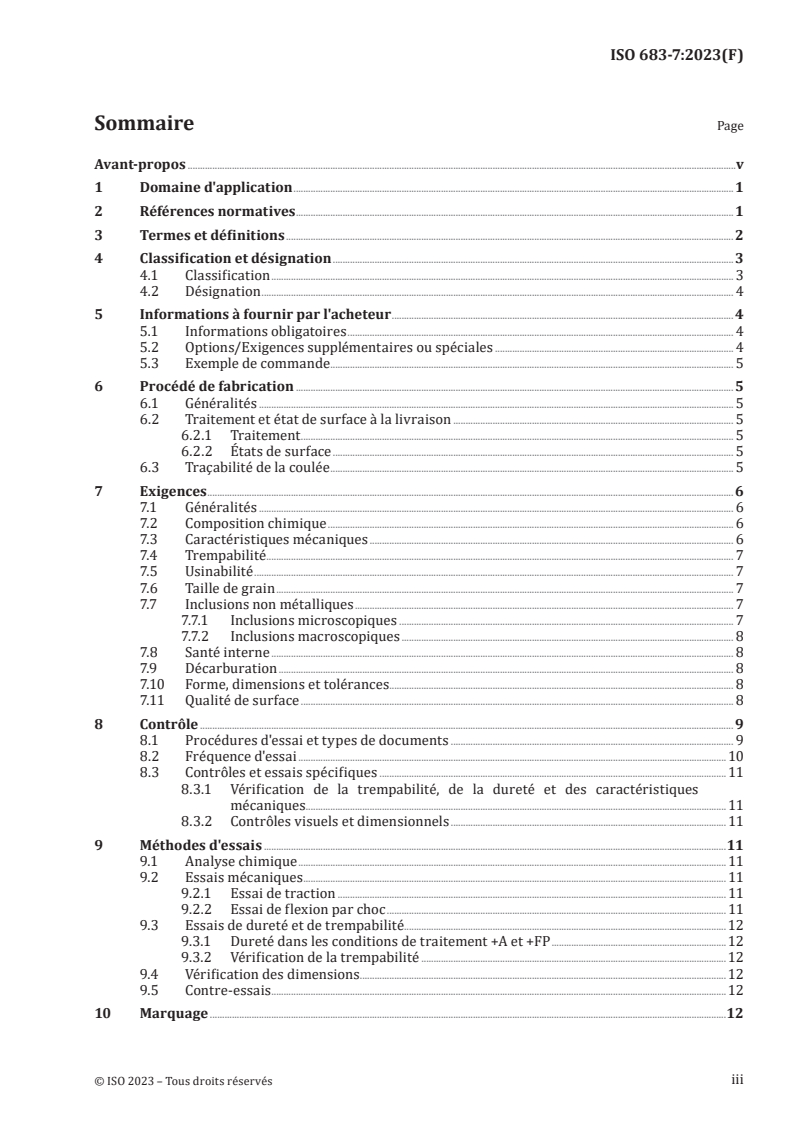 ISO 683-7:2023 - Aciers pour traitement thermique, aciers alliés et aciers pour décolletage — Partie 7: Produits en aciers non alliés et alliés transformés à froid
Released:10/1/2024