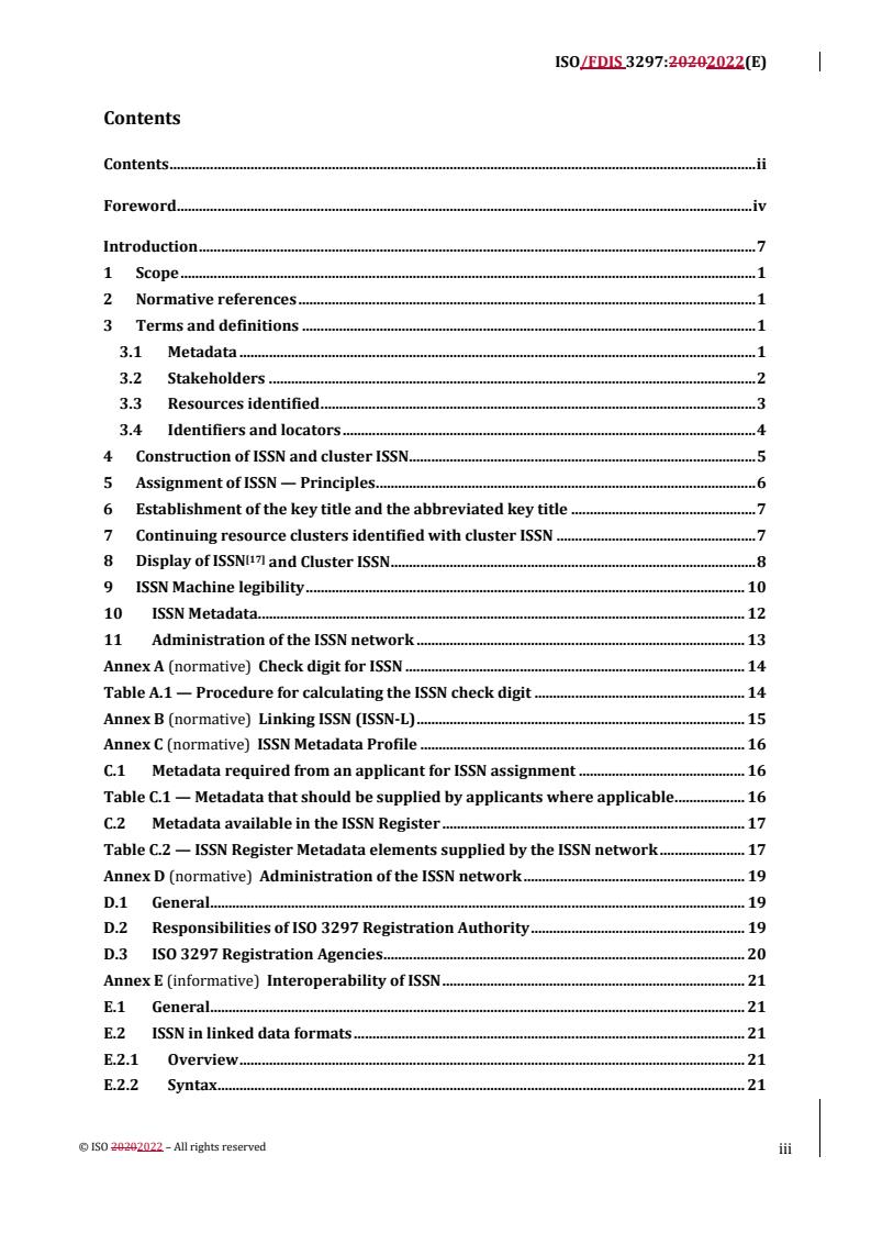 REDLINE ISO 3297 - Information and documentation — International standard serial number (ISSN)
Released:3/17/2022