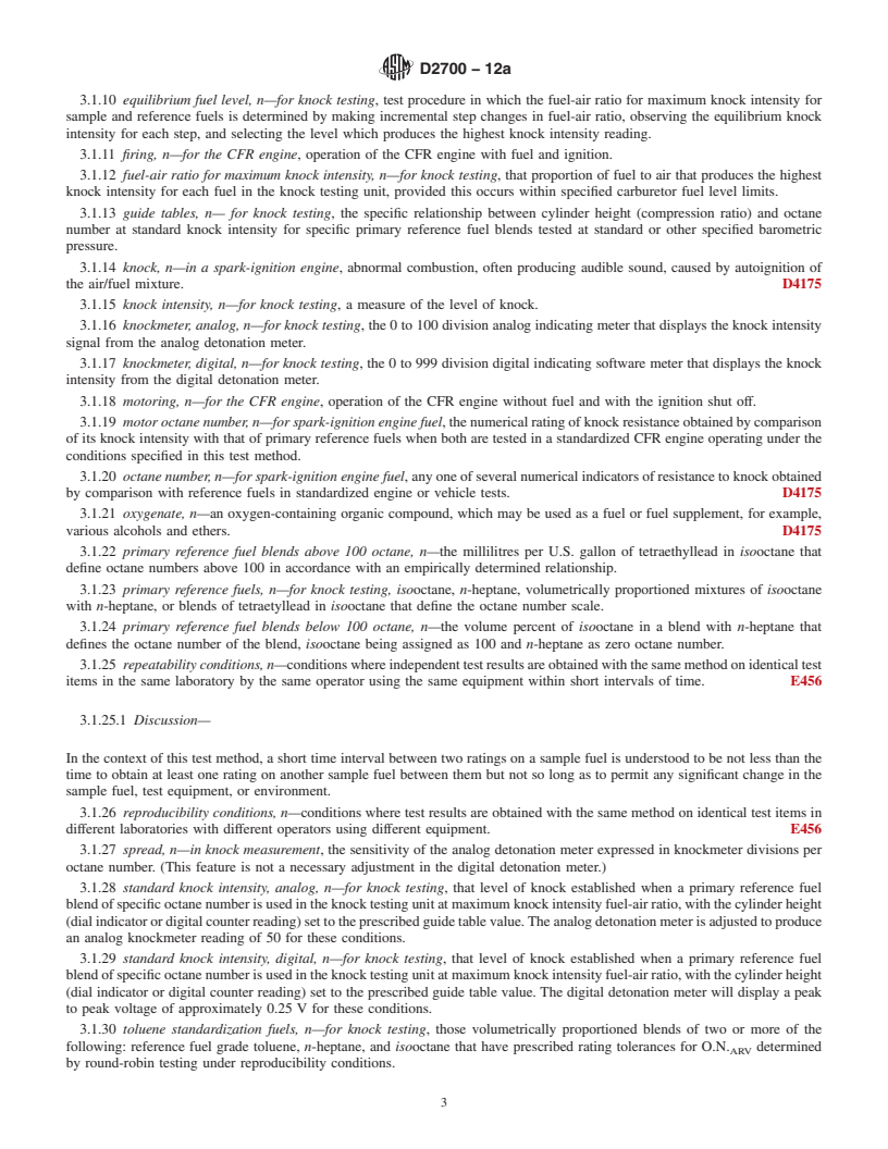 REDLINE ASTM D2700-12a - Standard Test Method for Motor Octane Number of Spark-Ignition Engine Fuel