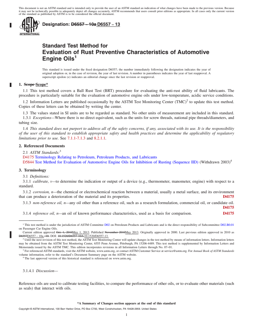 REDLINE ASTM D6557-13 - Standard Test Method for  Evaluation of Rust Preventive Characteristics of Automotive   Engine Oils