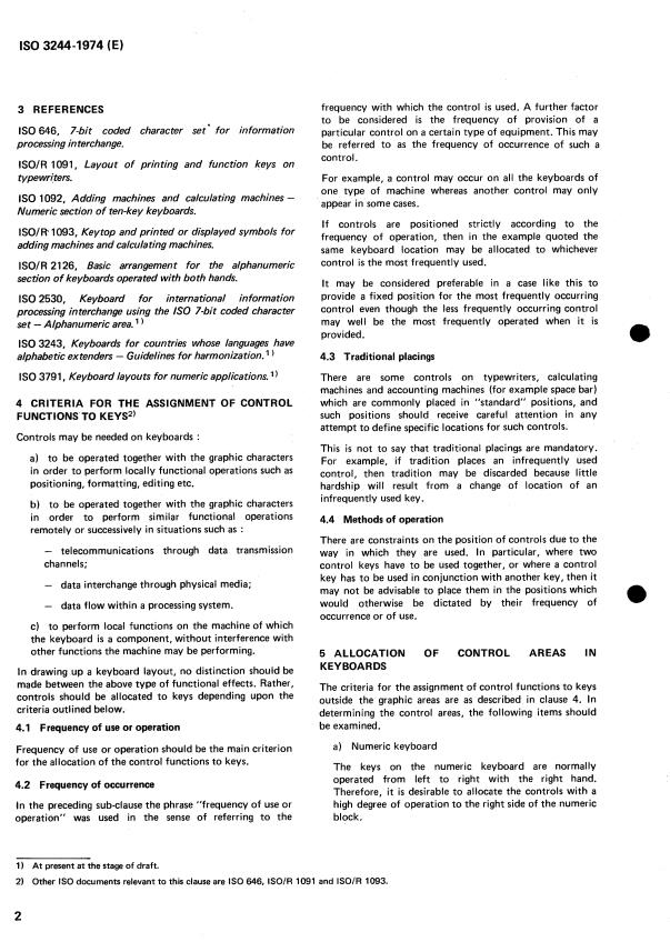 ISO 3244:1974 ISO 3244:1974 - Office machines and data processing equipment -- Principles governing the positioning of control keys on keyboards - Page 4 preview