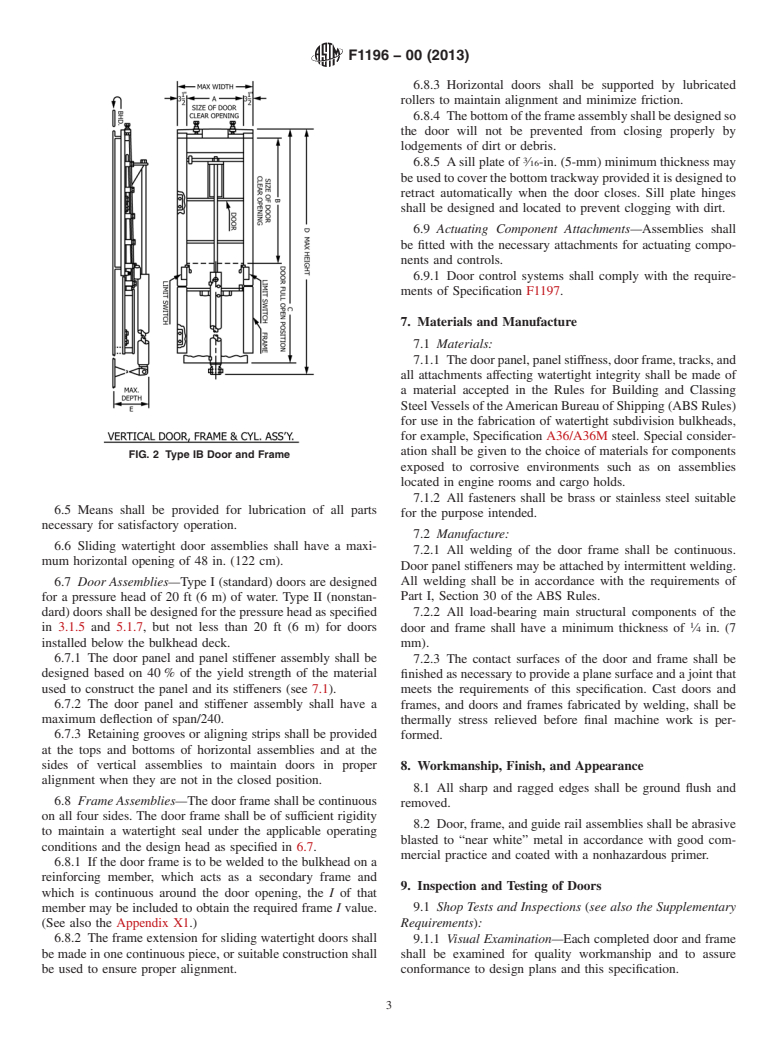 ASTM F1196-00(2013) - Standard Specification for  Sliding Watertight Door Assemblies