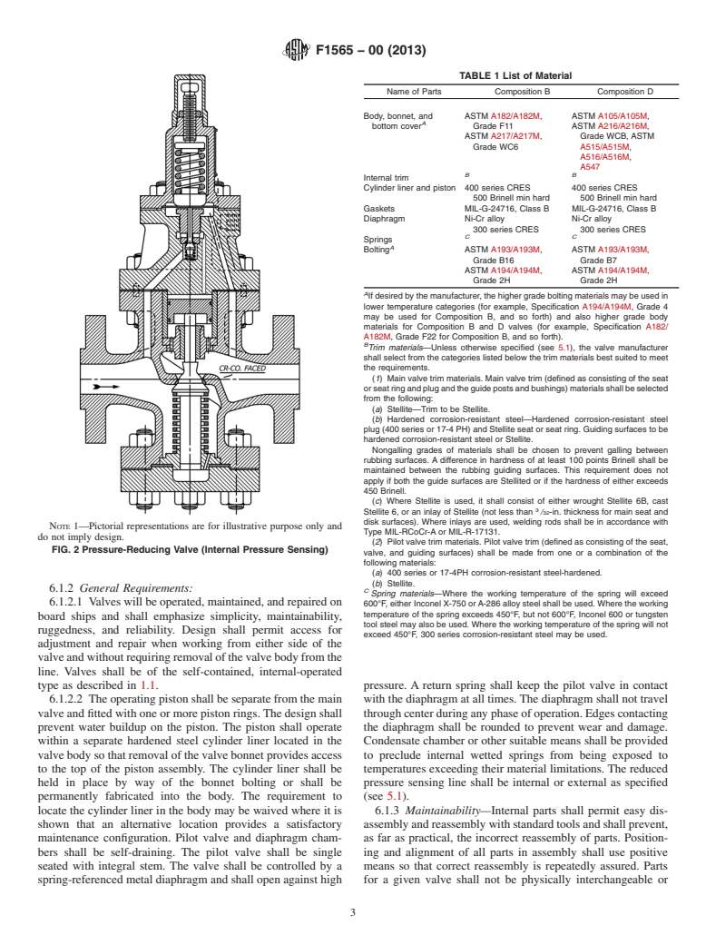 ASTM F1565-00(2013) - Standard Specification for  Pressure-Reducing Valves for Steam Service