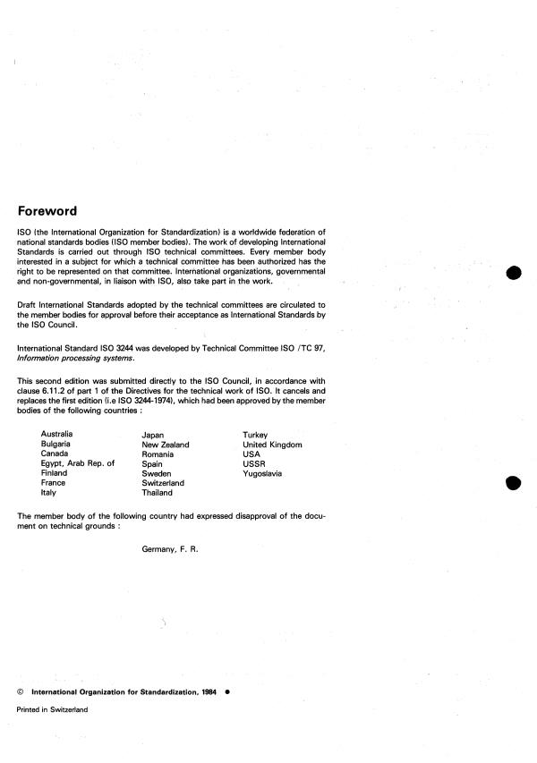 ISO 3244:1984 ISO 3244:1984 - Office machines and data processing equipment -- Principles governing the positioning of control keys on keyboards - Page 2 preview