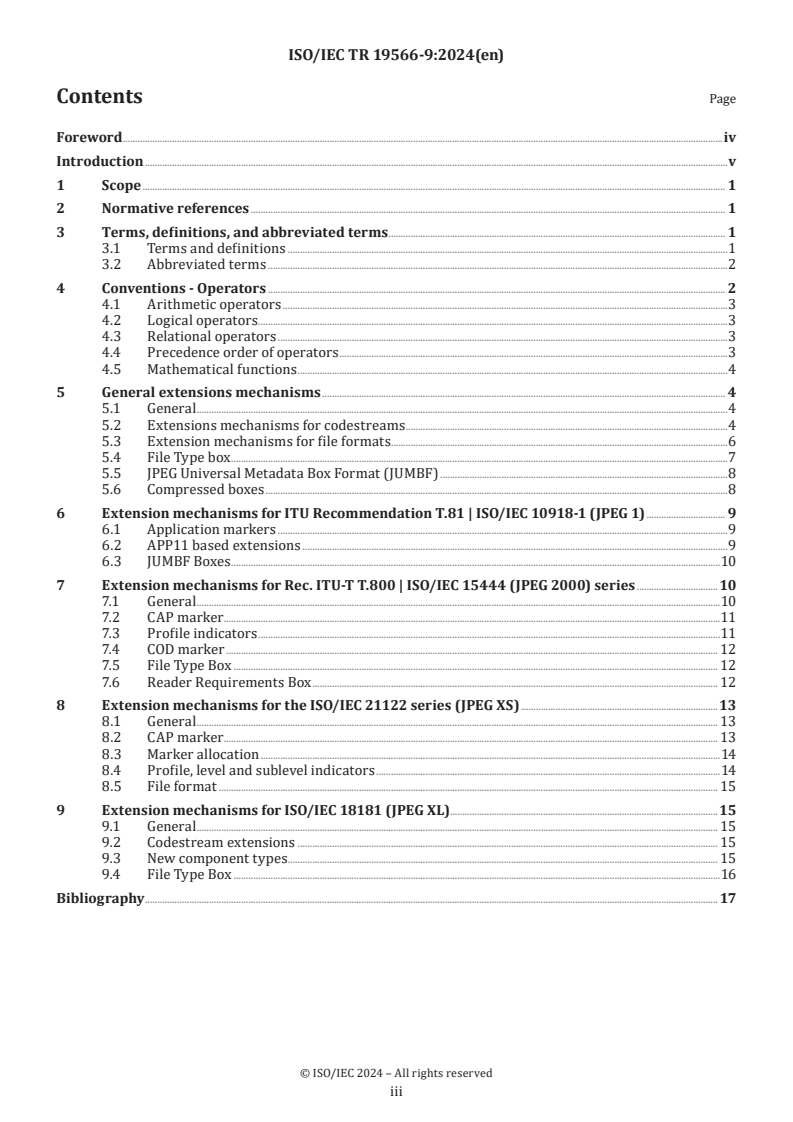 ISO/IEC TR 19566-9:2024 - Information technology — JPEG Systems — Part 9: JPEG extensions mechanisms to facilitate forwards and backwards compatibility
Released:12. 08. 2024