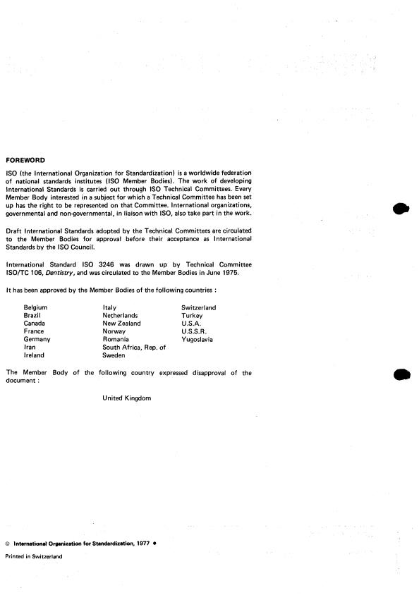 ISO 3246:1977 ISO 3246:1977 - Dentistry -- Working space of the dentist -- Definitions and principles - Page 2 preview