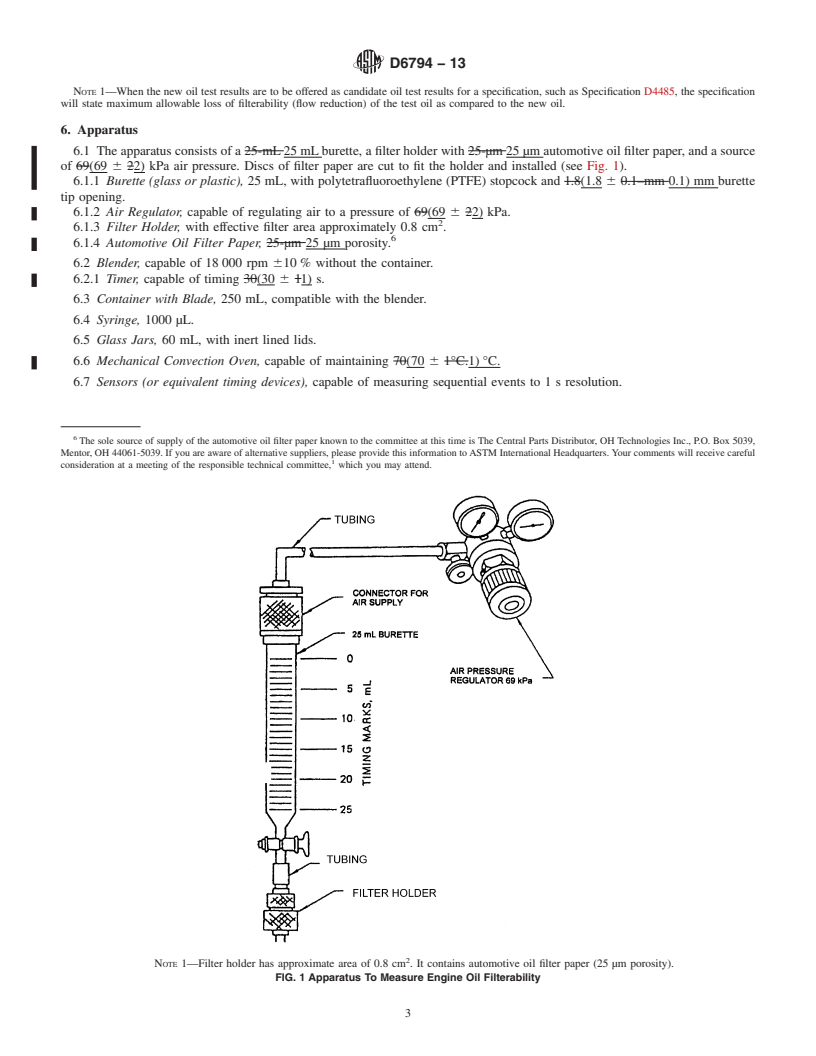 REDLINE ASTM D6794-13 - Standard Test Method for Measuring the Effect on Filterability of Engine Oils After Treatment with Various Amounts of Water and a Long (6&#8201;h) Heating Time