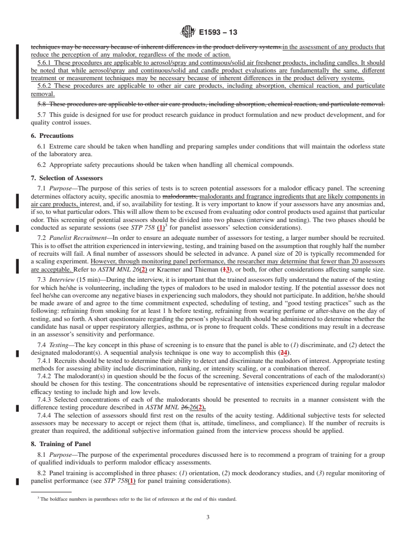 REDLINE ASTM E1593-13 - Standard Guide for  Assessing the Efficacy of Air Care Products in Reducing the  Perception of Indoor Malodor