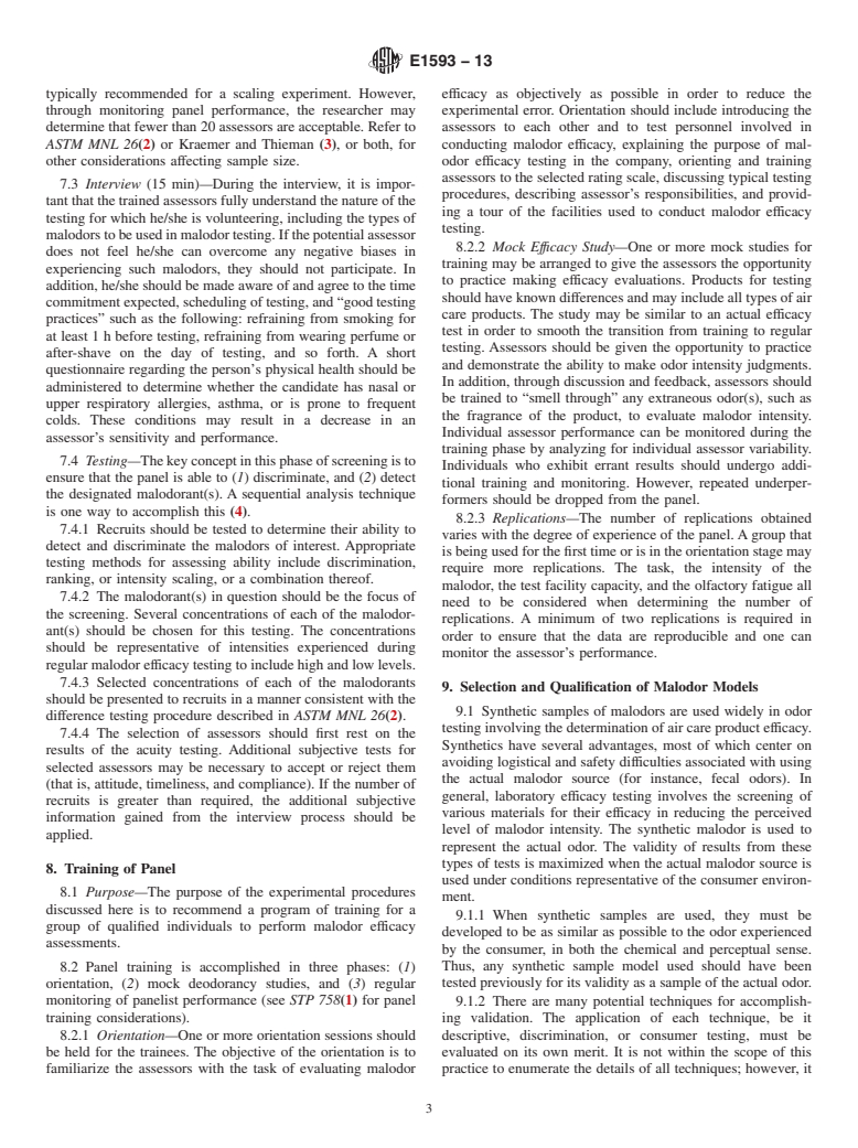 ASTM E1593-13 - Standard Guide for  Assessing the Efficacy of Air Care Products in Reducing the  Perception of Indoor Malodor