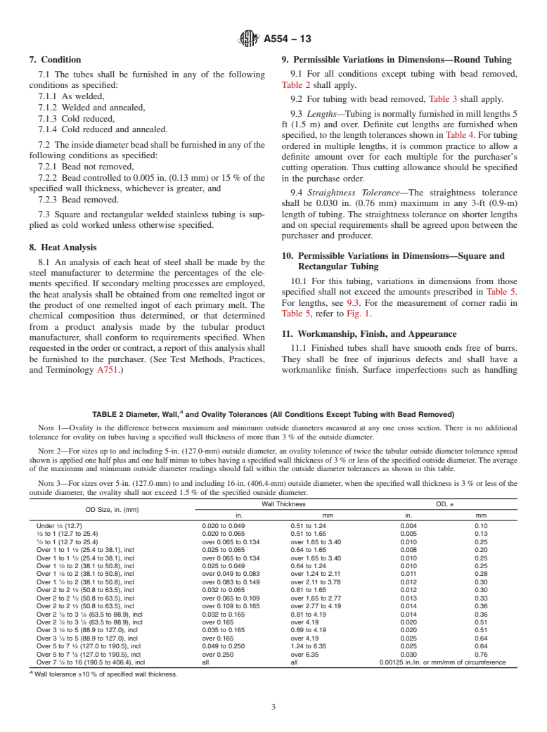 ASTM A554-13 - Standard Specification for  Welded Stainless Steel Mechanical Tubing