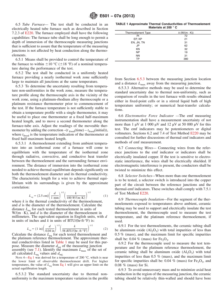 ASTM E601-07a(2013) - Standard Test Method for  Measuring Electromotive Force (emf) Stability of Base-Metal  Thermoelement     Materials with Time in Air