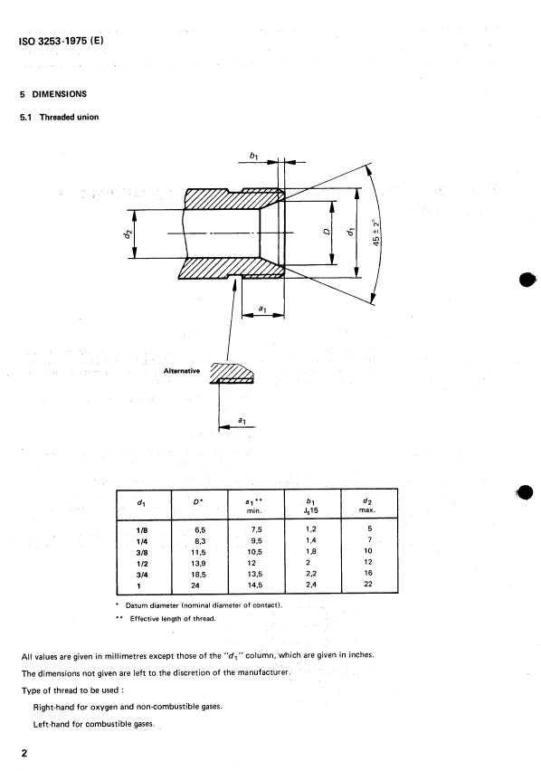 ISO 3253:1975 - Hose connections for equipment for welding, cutting and related processes