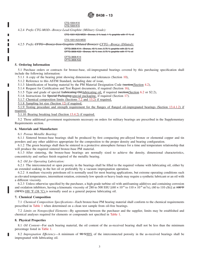 REDLINE ASTM B438-13 - Standard Specification for Bronze-Base Powder Metallurgy (PM) Bearings (Oil-Impregnated)