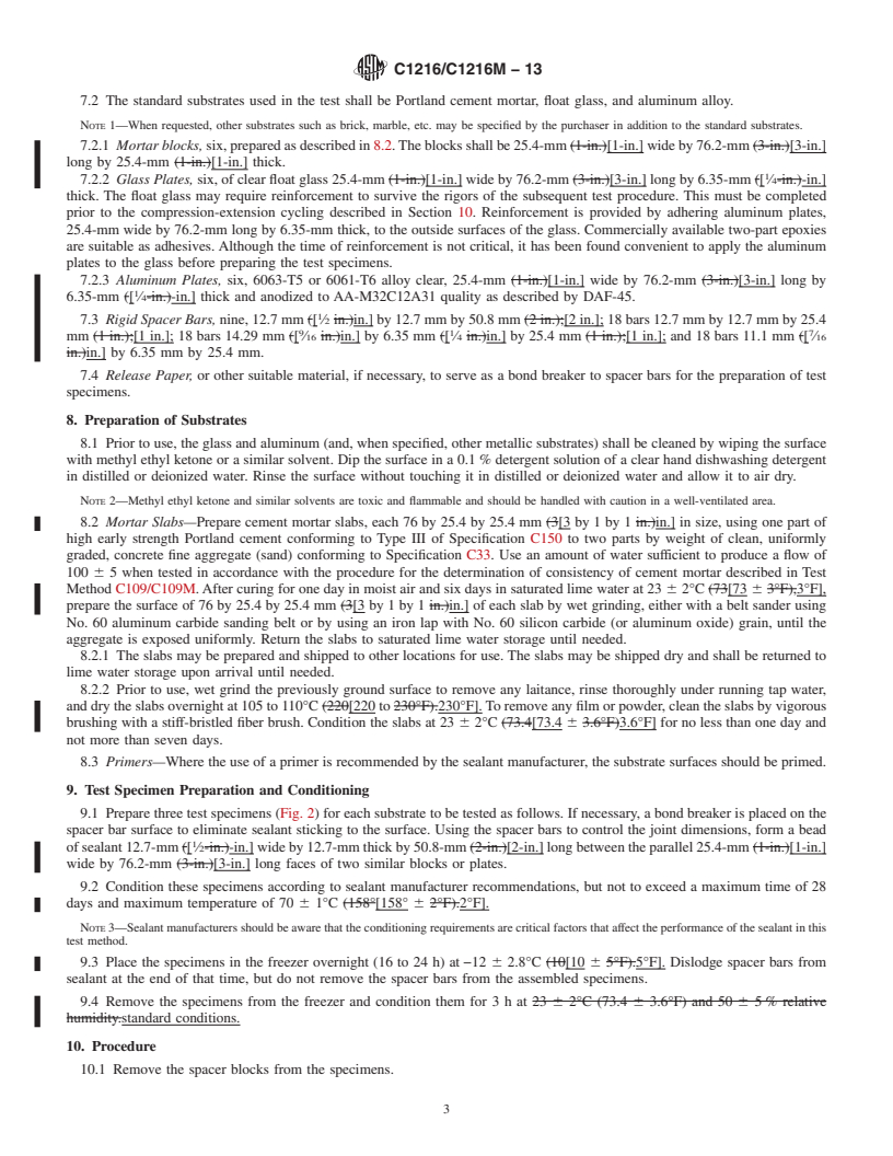 REDLINE ASTM C1216/C1216M-13 - Standard Test Method for Adhesion and Cohesion of One-Part Elastomeric Solvent Release Sealants (Withdrawn 2022)