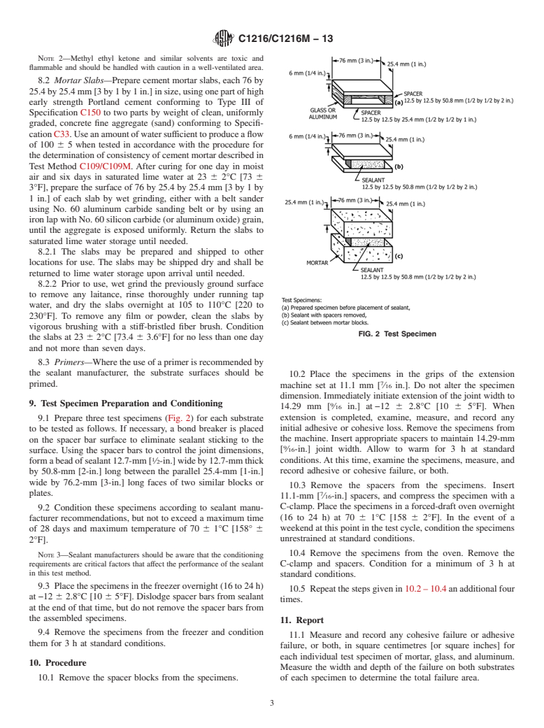 ASTM C1216/C1216M-13 - Standard Test Method for Adhesion and Cohesion of One-Part Elastomeric Solvent Release Sealants (Withdrawn 2022)