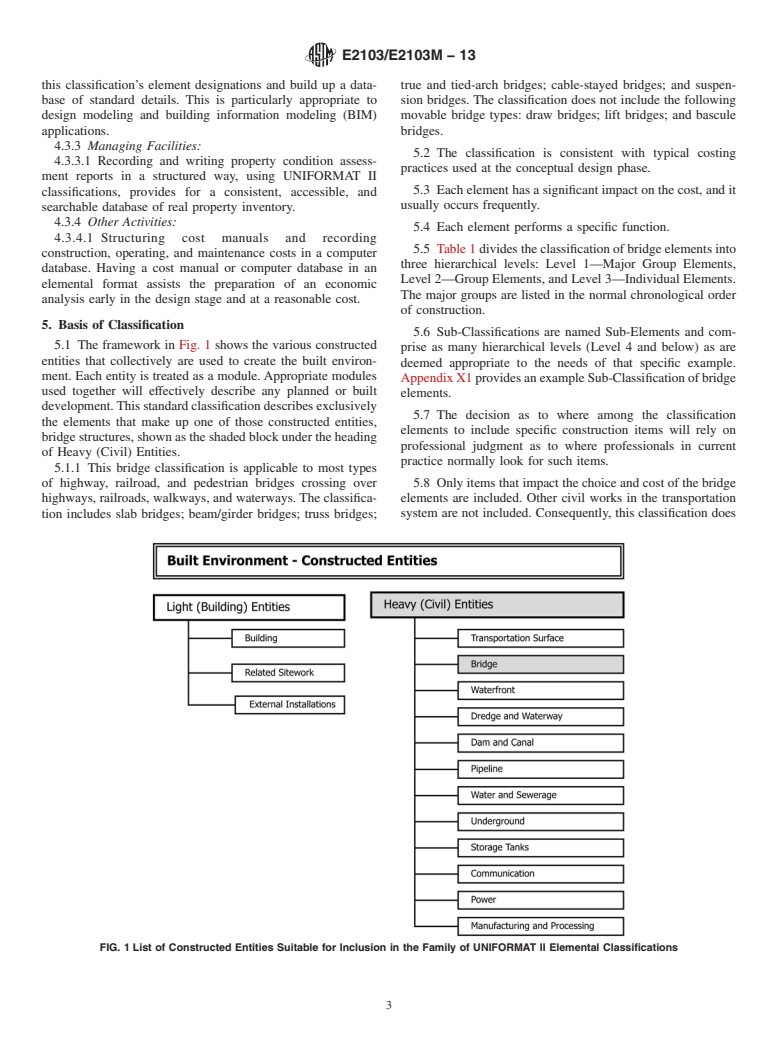 ASTM E2103/E2103M-13 - Standard Classification for Bridge Elements&mdash;UNIFORMAT II
