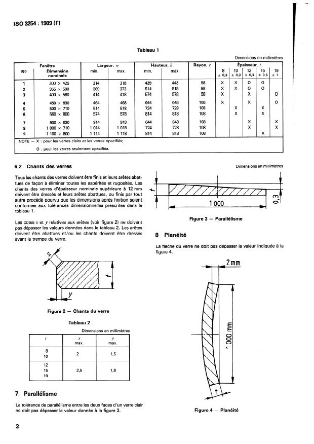 ISO 3254:1989 ISO 3254:1989 - Construction navale et structures maritimes -- Verres de sécurité trempés pour fenetres rectangulaires de navires - Page 4 preview