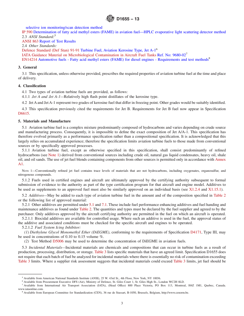 REDLINE ASTM D1655-13 - Standard Specification for Aviation Turbine Fuels