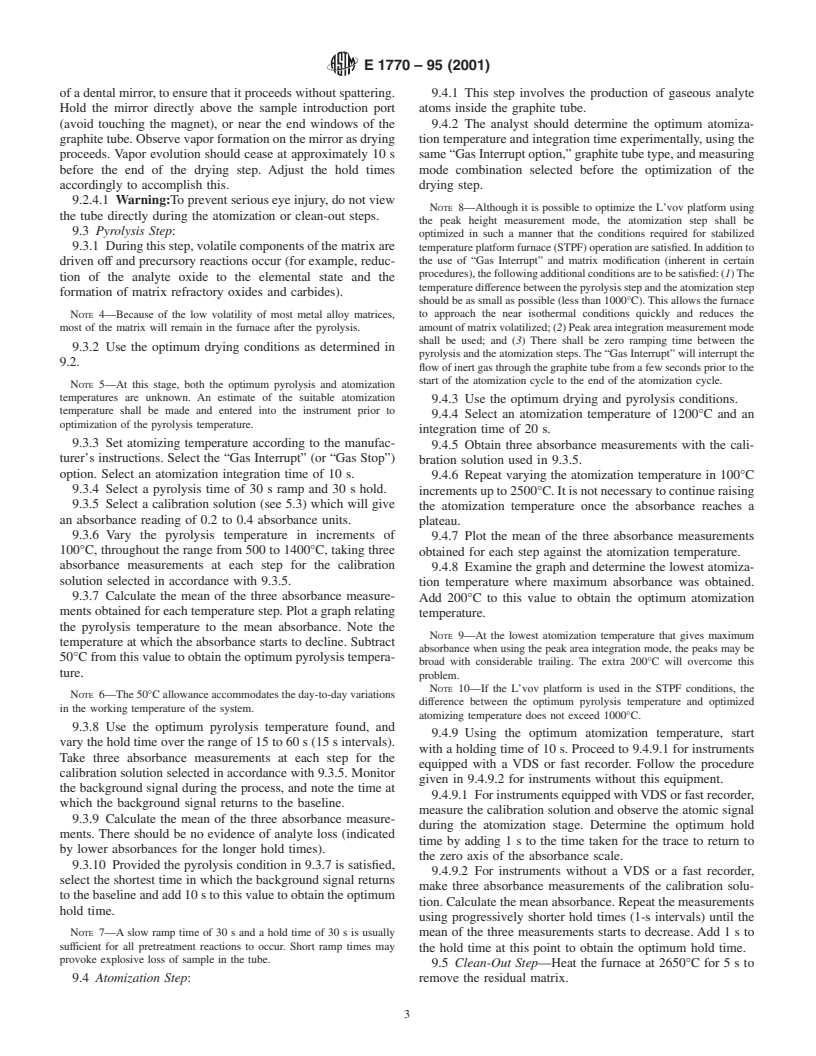 ASTM E1770-95(2001) - Standard Practice for Optimization of Electrothermal Atomic Absorption Spectrometric Equipment