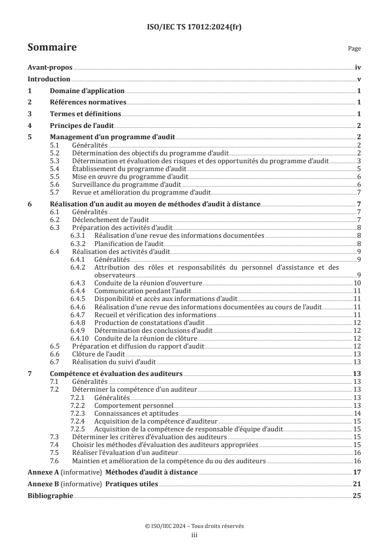 ISO/IEC TS 17012:2024 - Évaluation de la conformité — Lignes directrices sur l’utilisation de méthodes d’audit à distance pour l’audit des systèmes de management
Released:8/5/2024