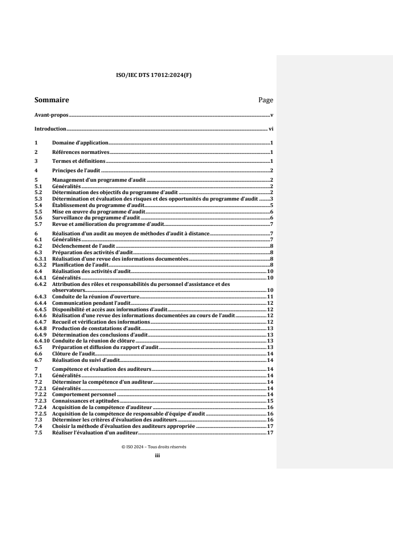 REDLINE ISO/IEC TS 17012:2024 - Évaluation de la conformité — Lignes directrices sur l’utilisation de méthodes d’audit à distance pour l’audit des systèmes de management
Released:8/5/2024