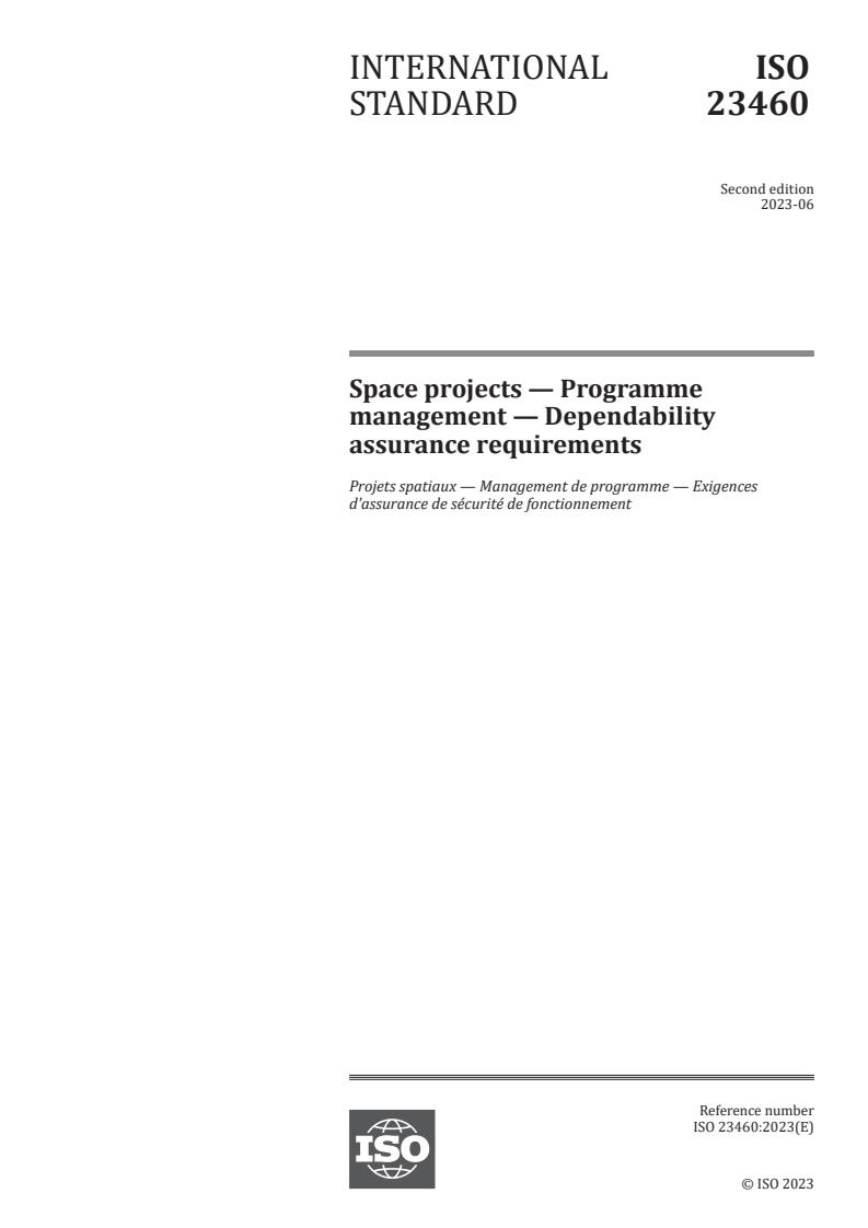 ISO 23460:2023 - Space projects — Programme management — Dependability assurance requirements
Released:1. 06. 2023