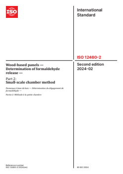 ISO 12460-2:2024 - Wood-based panels — Determination of formaldehyde release — Part 2: Small-scale chamber method
Released:2. 02. 2024 - Page 1 preview
