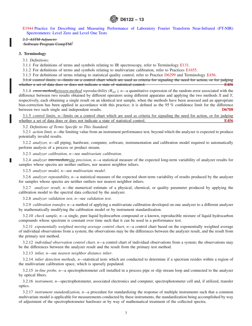 REDLINE ASTM D6122-13 - Standard Practice for Validation of the Performance of Multivariate Online, At-Line,   and Laboratory Infrared Spectrophotometer Based Analyzer Systems