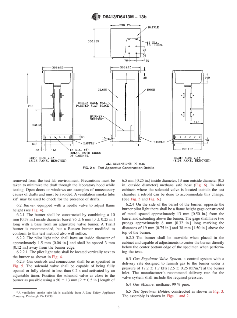 ASTM D6413/D6413M-13b - Standard Test Method for  Flame Resistance of Textiles (Vertical Test)