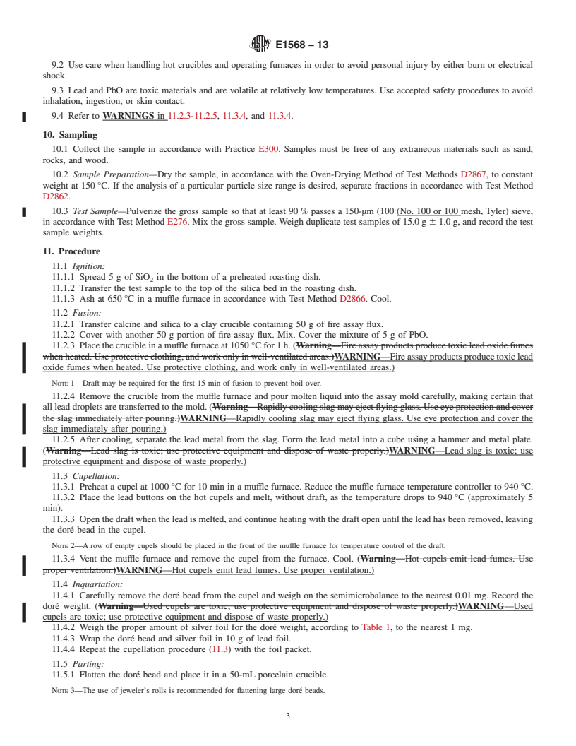 REDLINE ASTM E1568-13 - Standard Test Method for  Determination of Gold in Activated Carbon by Fire Assay Gravimetry