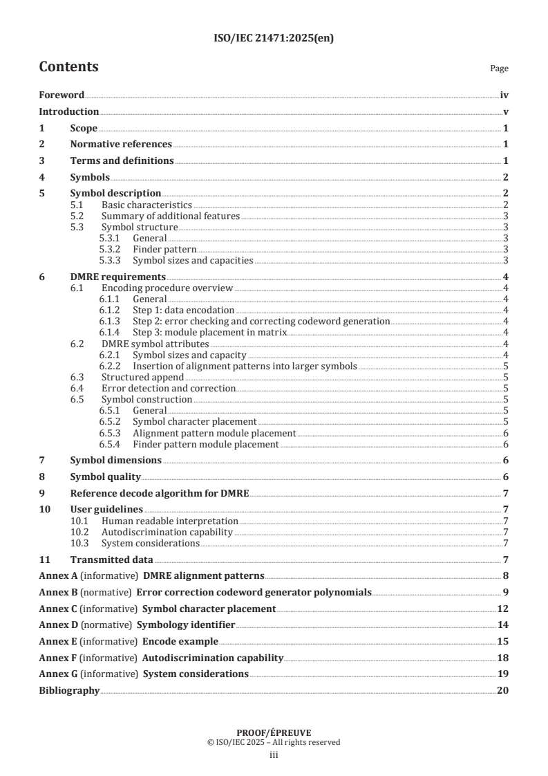 ISO/IEC 21471 - Information technology — Automatic identification and data capture techniques — Data Matrix Rectangular Extension (DMRE) bar code symbology specification
Released:21. 02. 2025