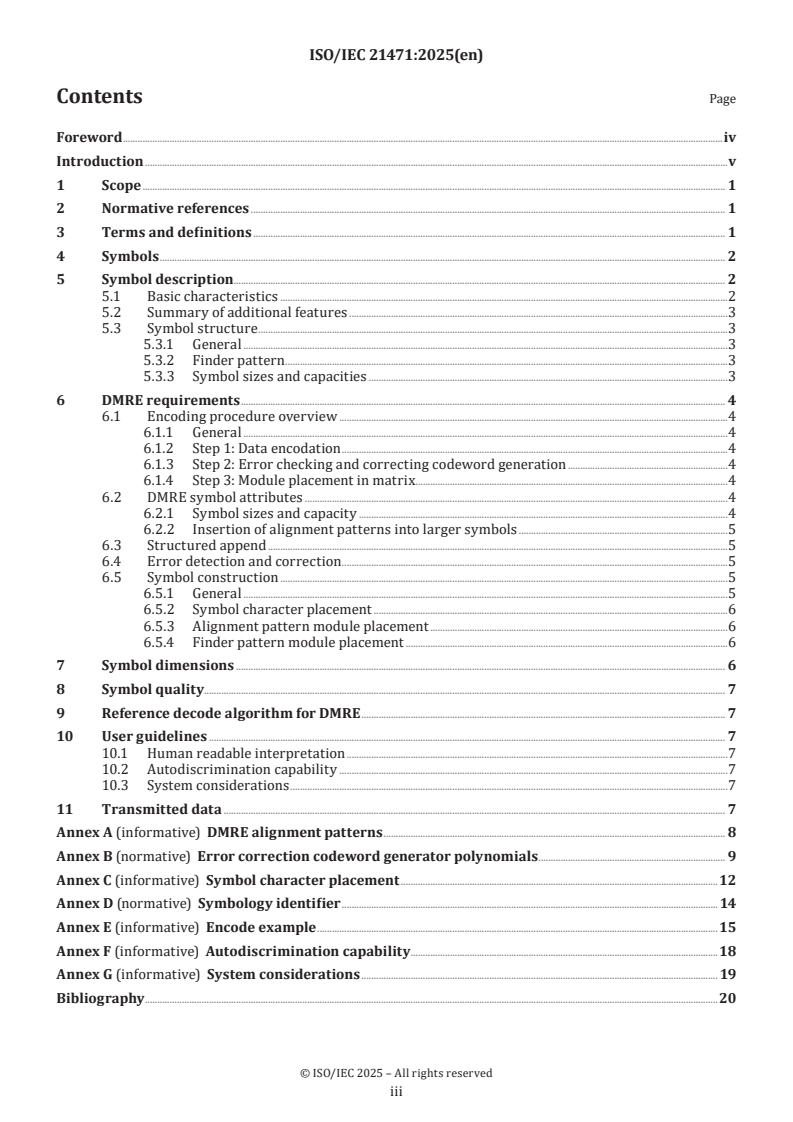 ISO/IEC 21471:2025 - Information technology — Automatic identification and data capture techniques — Data Matrix Rectangular Extension (DMRE) bar code symbology specification
Released:29. 04. 2025