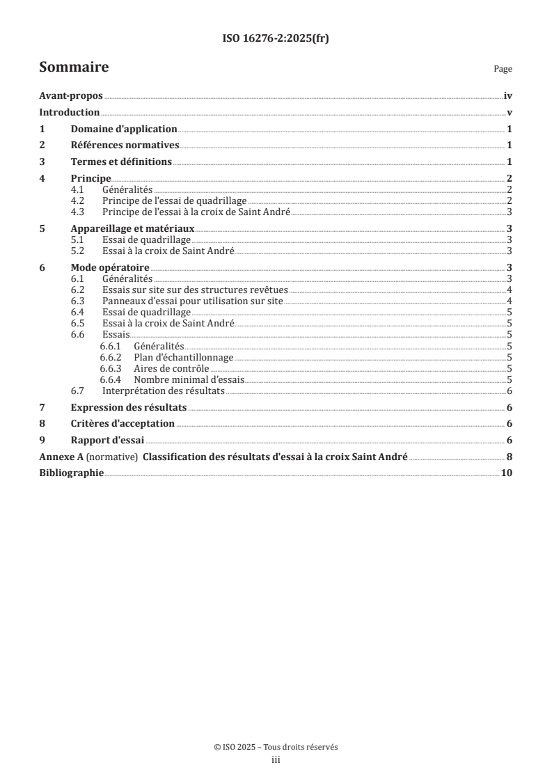 ISO 16276-2:2025 - Protection contre la corrosion des structures en acier par systèmes de peinture — Évaluation et critères d’acceptation de l’adhésion/cohésion (résistance à la rupture) d’un revêtement — Partie 2: Essai de quadrillage et essai à la croix de Saint André
Released:14. 05. 2025