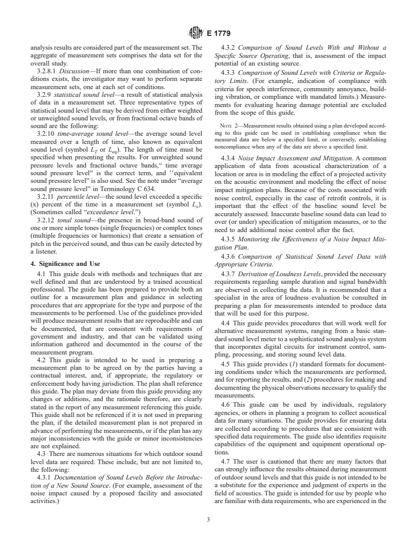 ASTM E1779-96a - Standard Guide for Preparing a Measurement Plan for Conducting Outdoor Sound Measurements