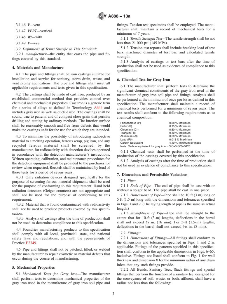 ASTM A888-13a - Standard Specification for Hubless Cast Iron Soil Pipe and Fittings for Sanitary and Storm   Drain, Waste, and Vent Piping Applications