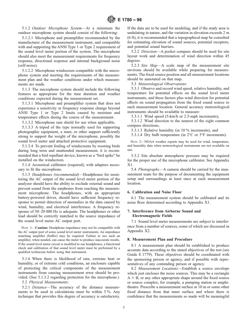 ASTM E1780-96 - Standard Guide for Measuring Outdoor Sound Received from a Nearby Fixed Source