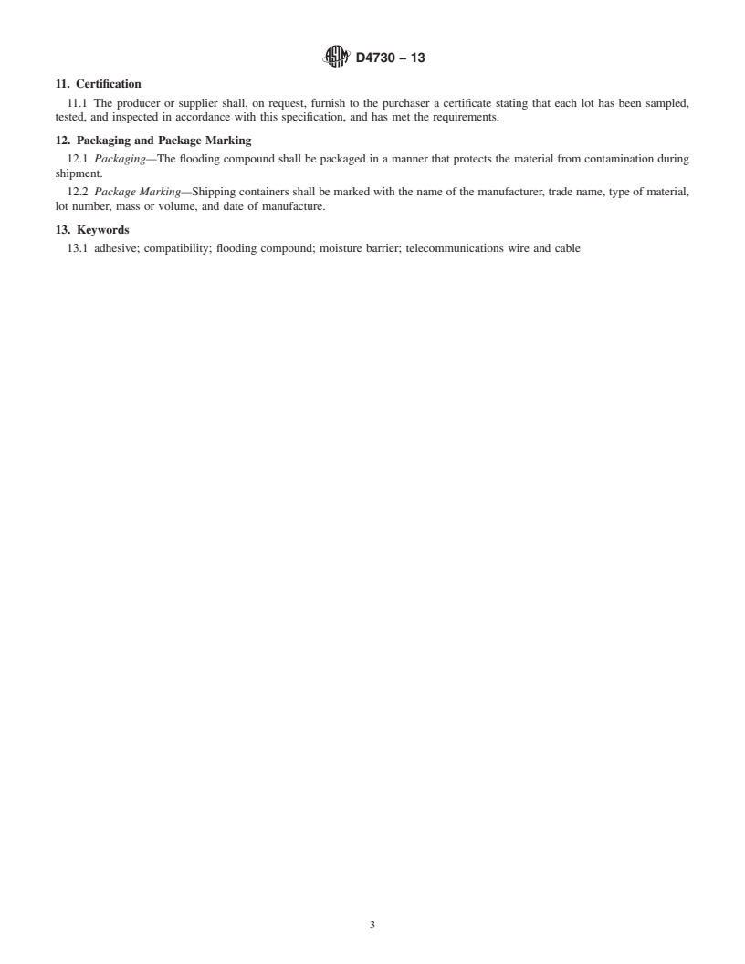 REDLINE ASTM D4730-13 - Standard Specification for  Flooding Compounds for Telecommunications Wire and Cable