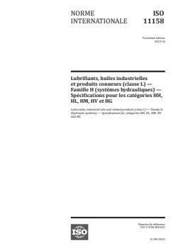 ISO 11158:2023 - Lubrifiants, huiles industrielles et produits connexes (classe L) — Famille H (systèmes hydrauliques) — Spécifications pour les catégories HH, HL, HM, HV et HG
Released:13. 10. 2023 - Page 1 preview